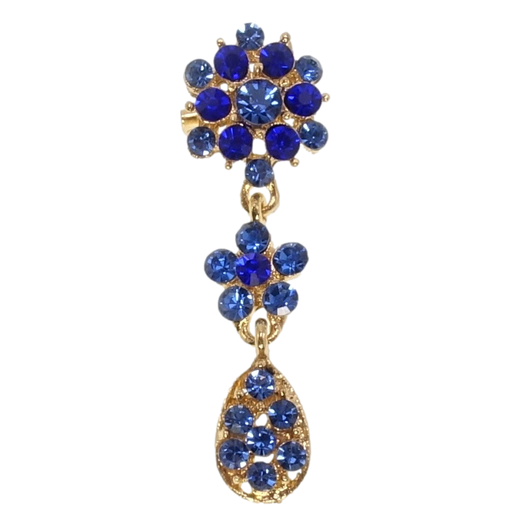 Брошка Квіточки із синіх страз фото №3