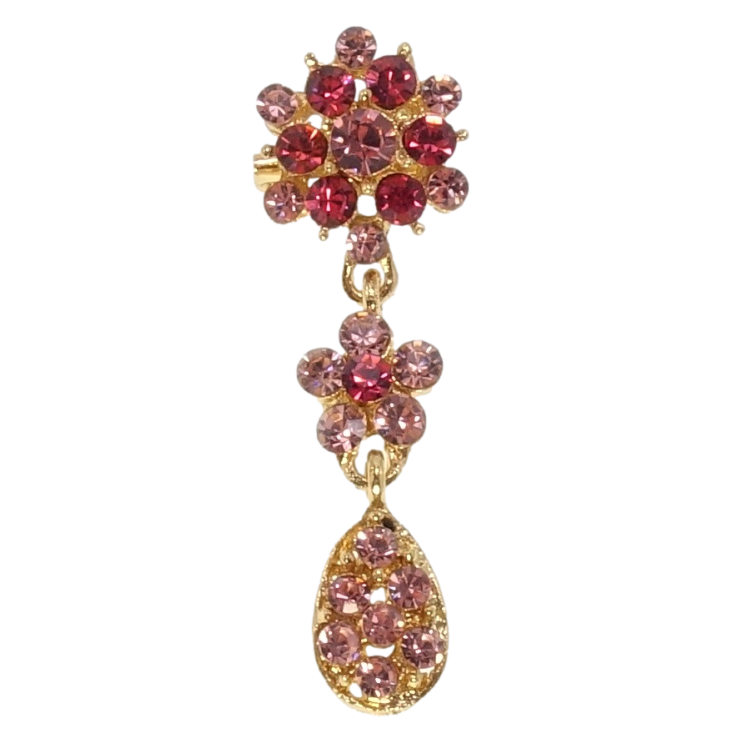 Брошка Квіточки з рожевих страз фото №17