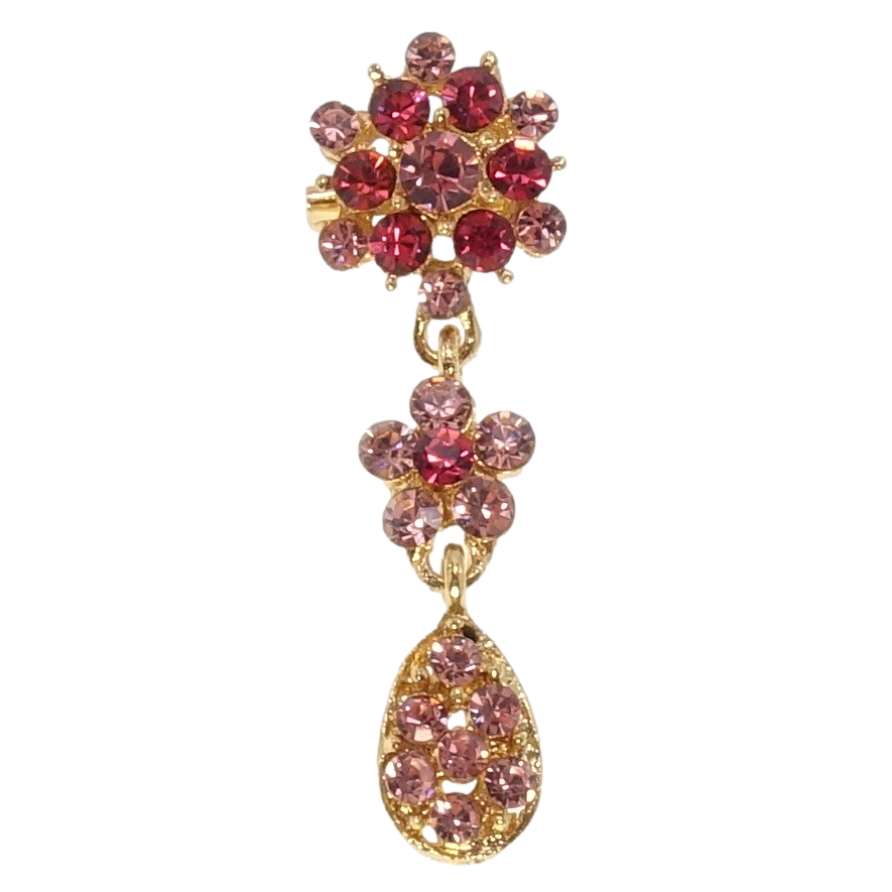 Брошка Квіточки з рожевих страз фото №1