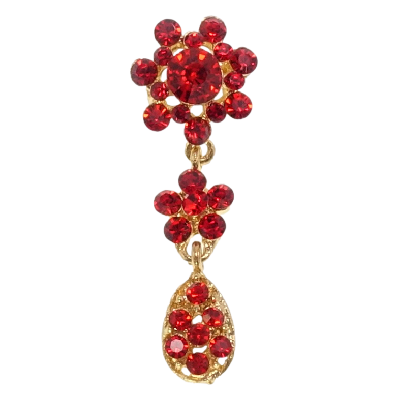 Брошь Цветочки из красных страз фото №6