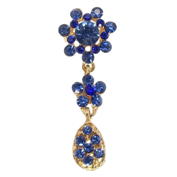 Брошка Квіточки із синіх страз фото №5