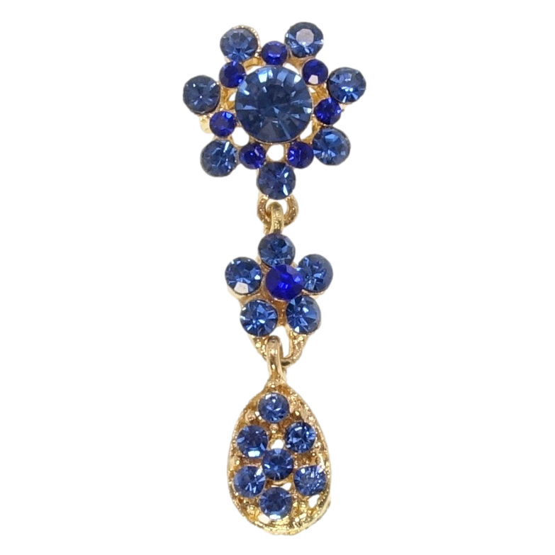 Брошь Цветочки из синих страз фото №1