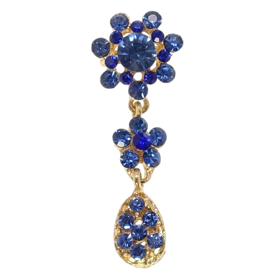 Брошь Цветочки из синих страз фото №1