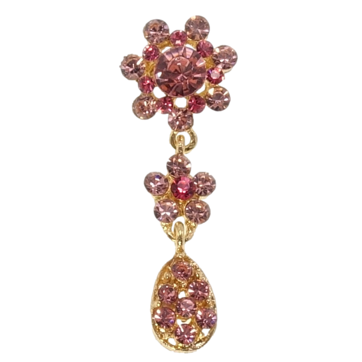 Брошка Квіточки з рожевих страз фото №11