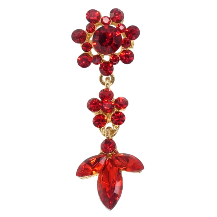 Брошка Квіточки з червоних страз фото №9