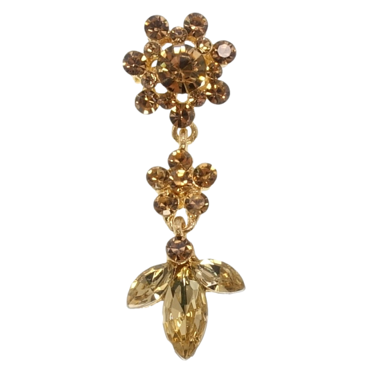 Брошка Квіточки із золотистих страз фото №7
