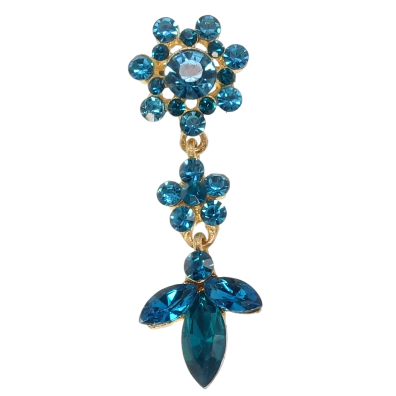Брошь Цветочки из бирюзовых страз фото №1