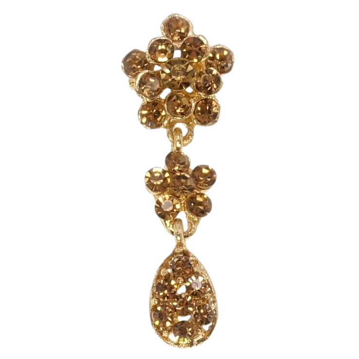 Брошка Квіточки із золотистих страз фото №8