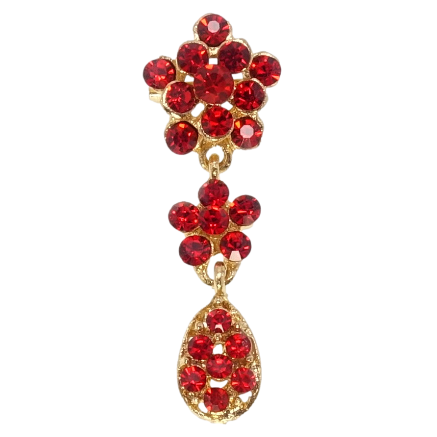 Брошка Квіточки з червоних страз фото №1