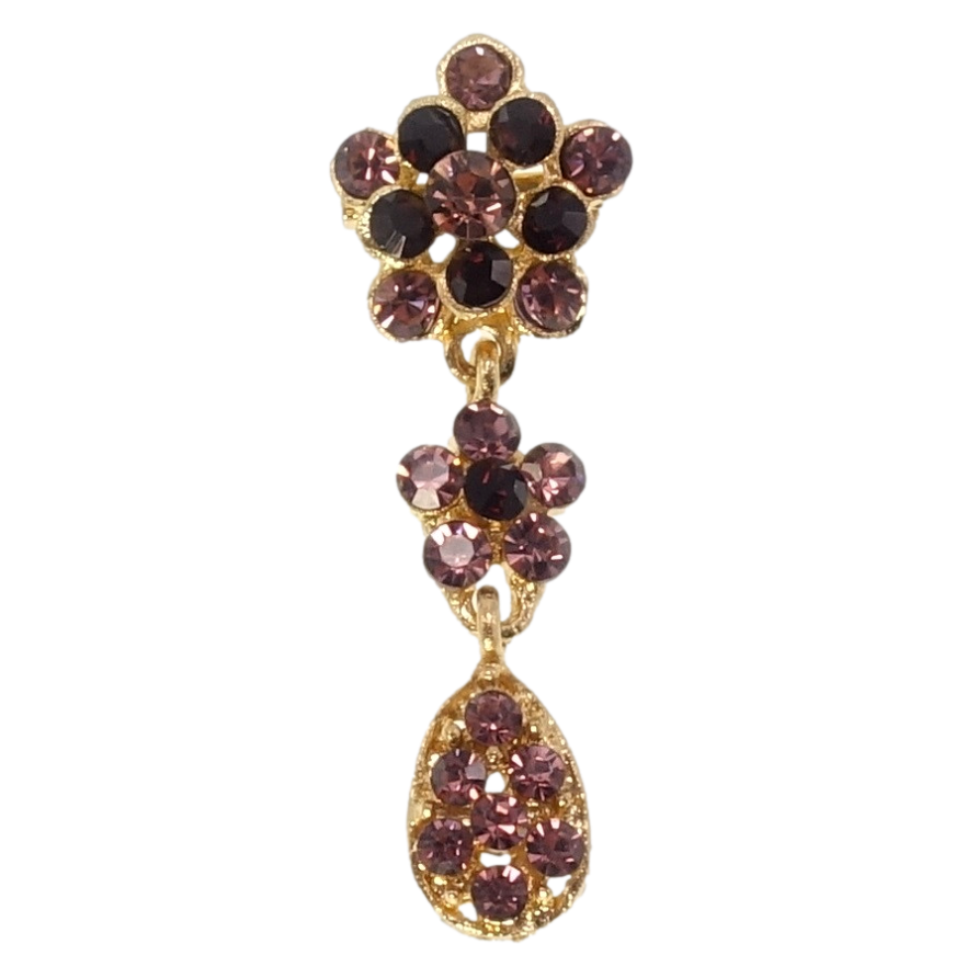 Брошь Цветочки из бордовых страз фото №1