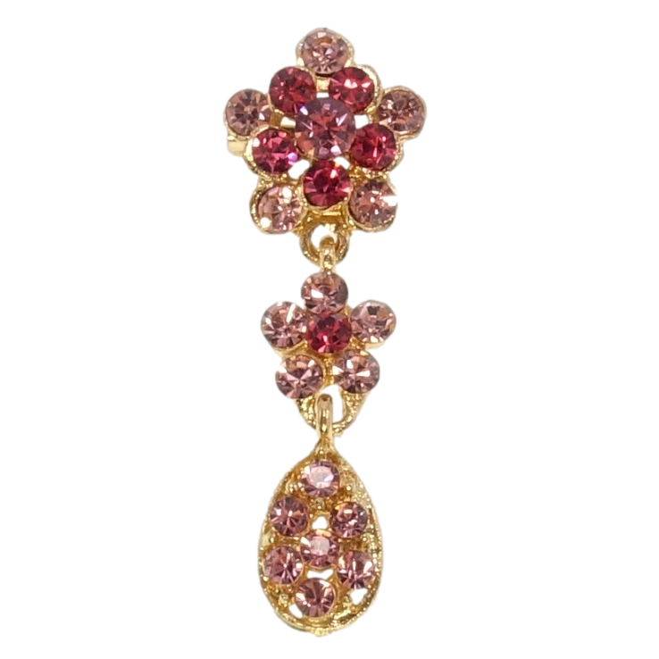 Брошка Квіточки з рожевих страз фото №15