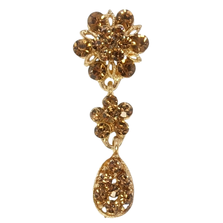 Брошка Квіточки з коричневих страз фото №16