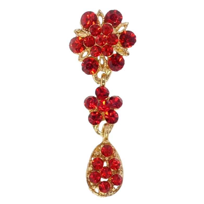 Брошь Цветочки из красных страз фото №4