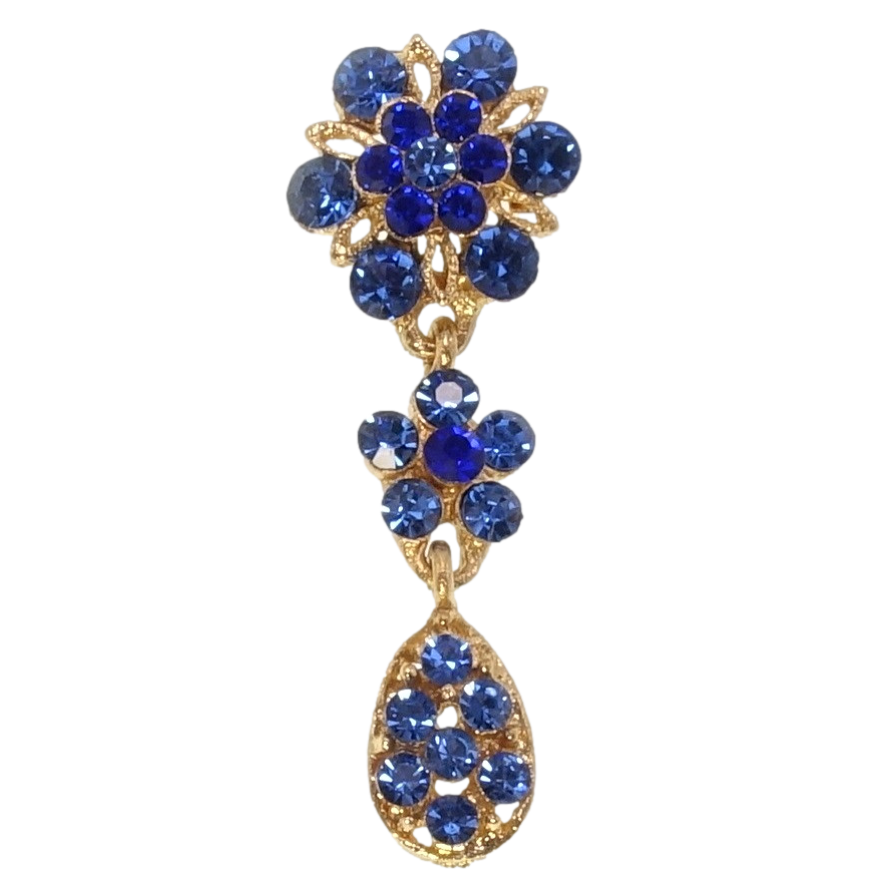 Брошка Квіточки із синіх страз фото №1