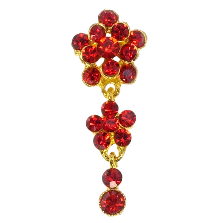 Брошь Кристальные цветочки подвески из красных страз фото №11