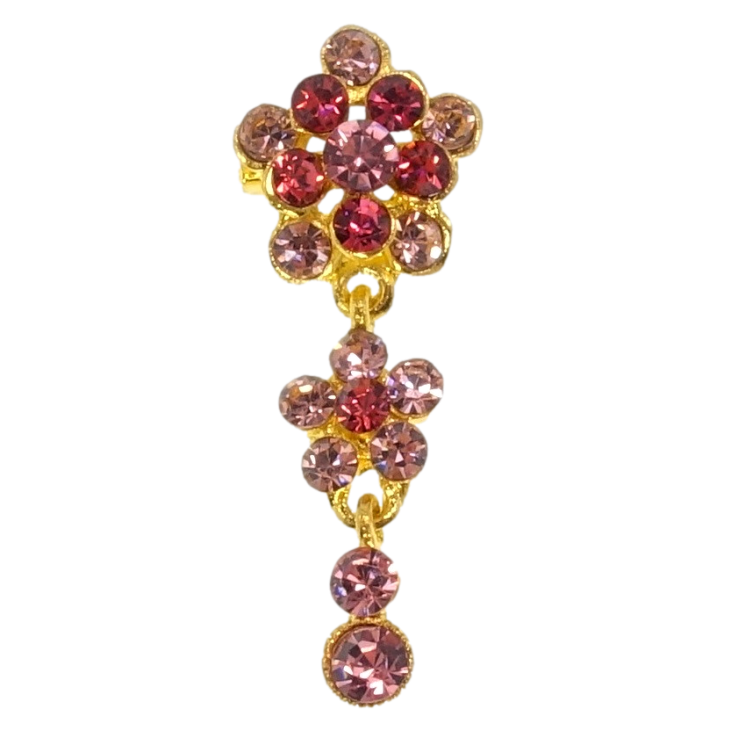 Брошь Кристальные цветочки подвески из розовых страз фото №10