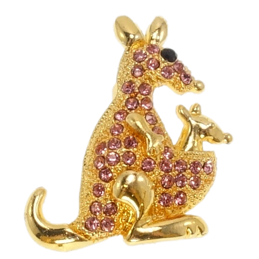 Брошь Кенгуру с розовыми стразами фото №1 Брошь Кенгуру с розовыми стразами фото №1