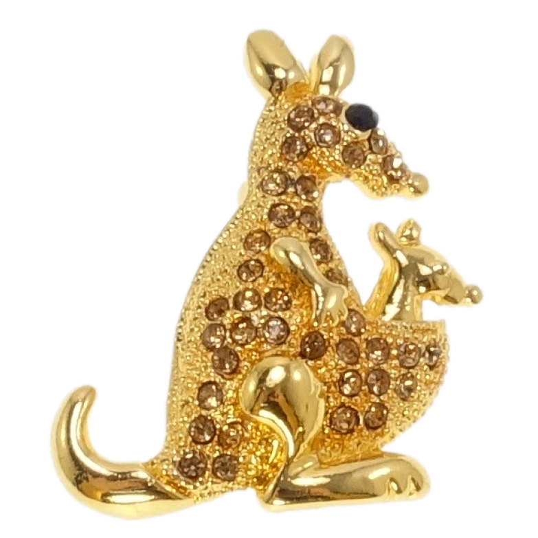 Брошь Кенгуру с коричневыми стразами фото №1