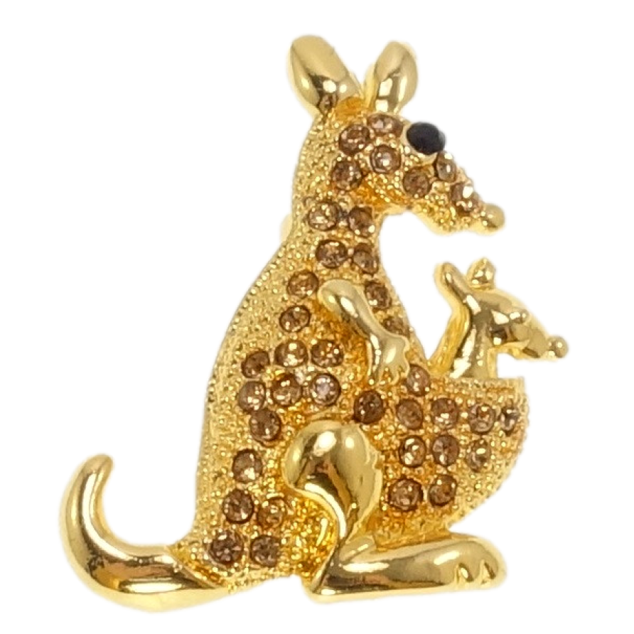 Брошь Кенгуру с коричневыми стразами фото №1 Брошь Кенгуру с коричневыми стразами фото №1