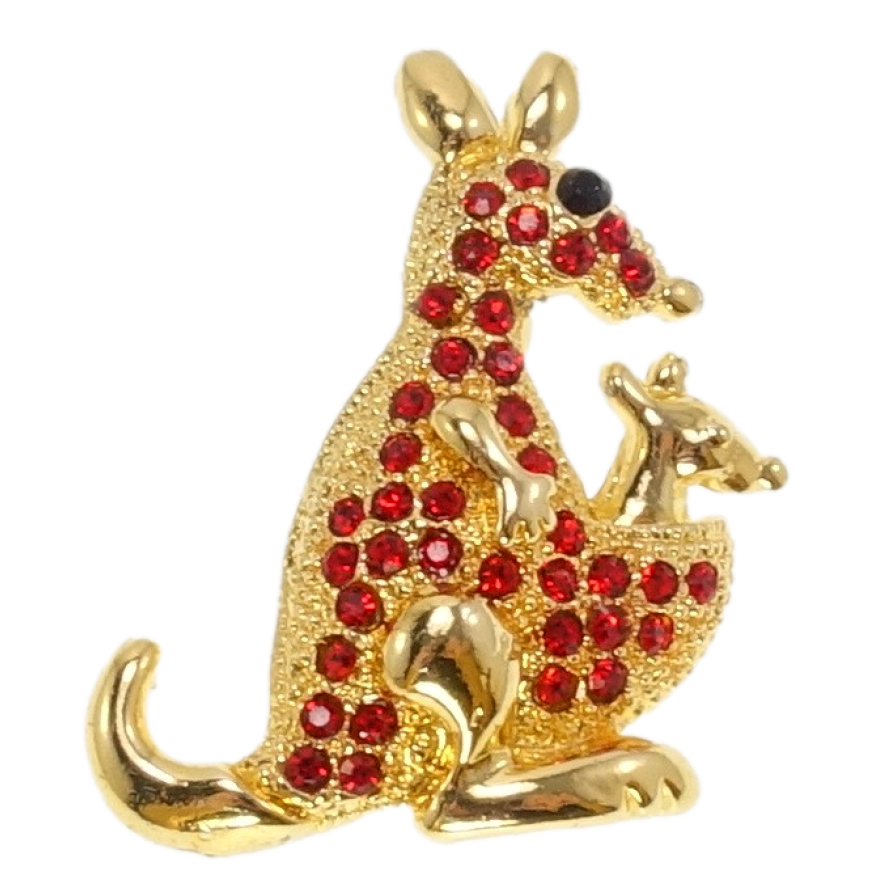 Брошка Кенгуру з червоними стразами фото №1