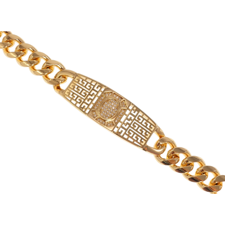 Браслет Xuping Позолота 18K Панцирное плетение с вставкой с греческим орнаментом длина 19,5см х 11-16мм фото №1 Браслет Xuping Позолота 18K Панцирное плетение с вставкой с греческим орнаментом длина 19,5см х 11-16мм фото №1