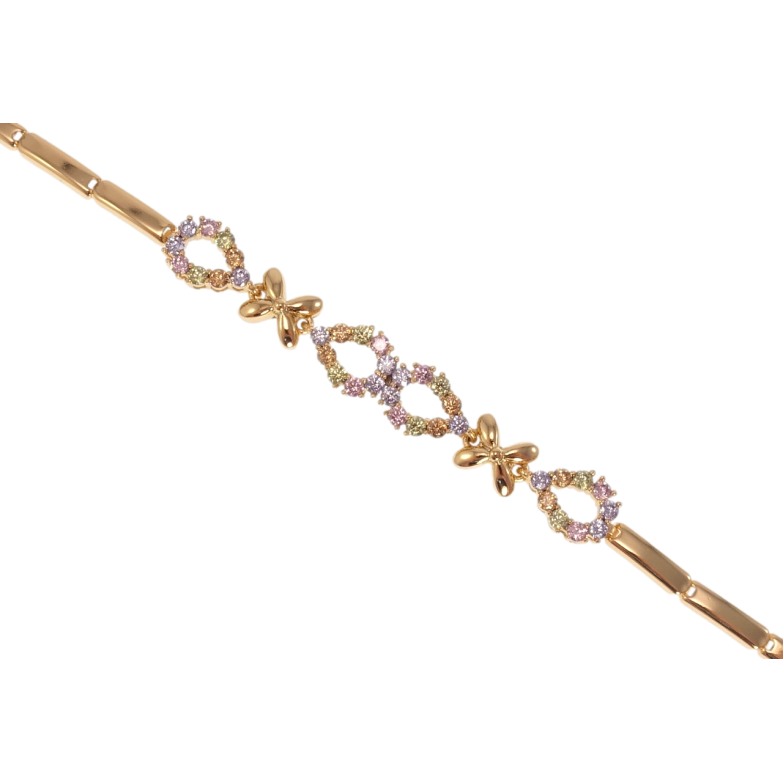 Браслет Xuping Позолота 18K Квіточки та крапельки з кольоровим цирконієм довжина 19.5см х 3-7мм фото №1