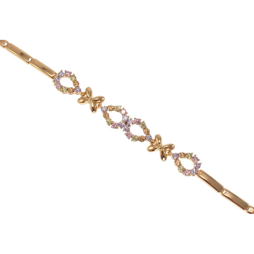 Браслет Xuping Позолота 18K Цветочки и капельки с цветным цирконием длина 19.5см х 3-7мм фото №1 Браслет Xuping Позолота 18K Цветочки и капельки с цветным цирконием длина 19.5см х 3-7мм фото №1