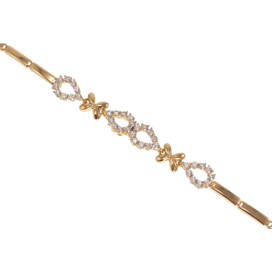Браслет Xuping Позолота 18K Цветочки и капельки с цирконием длина 19.5см х 3-7мм фото №1