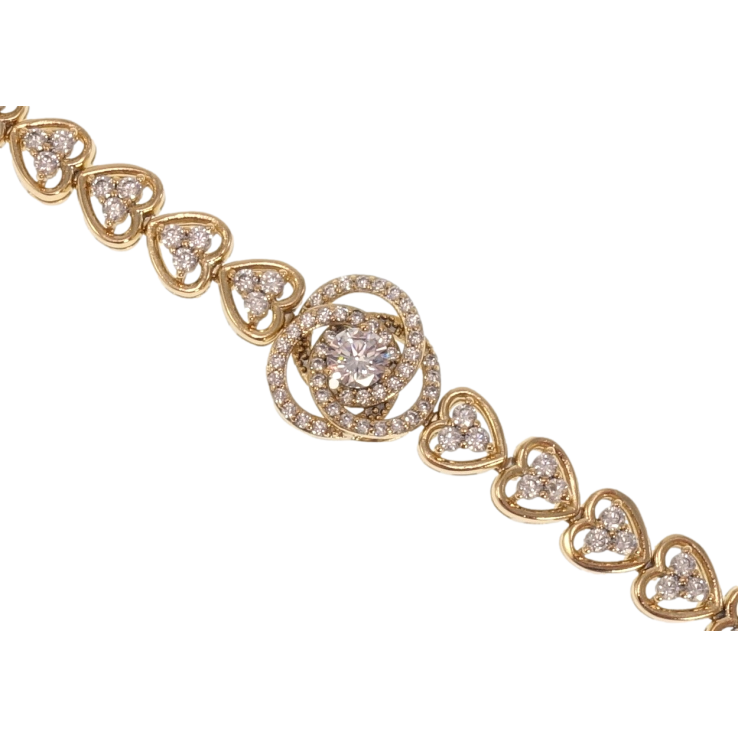 Браслет Xuping Позолота 18K Сердечки с вставкой роза длина с доп.замком 17,19см х 7-15мм фото №13