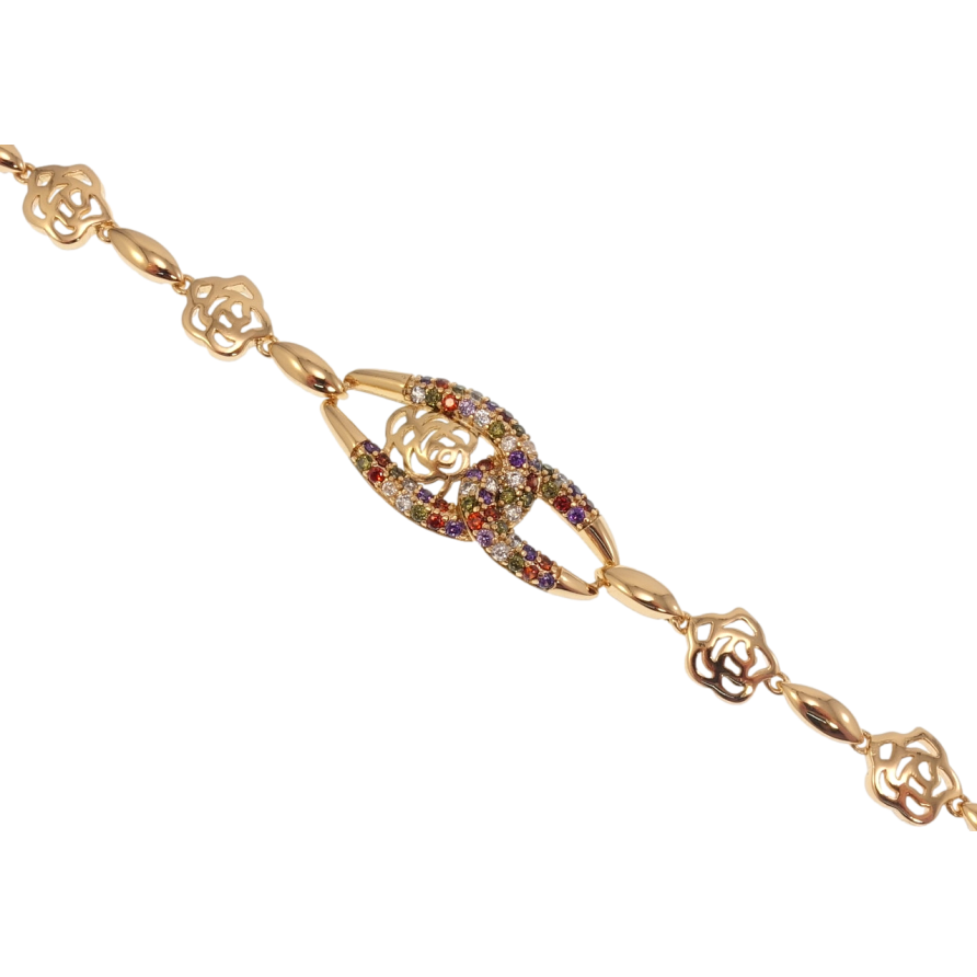 Браслет Xuping Позолота 18K Роза с петельками с цветным цирконием длина с доп.замком 17,19см х 4-13мм фото №1 Браслет Xuping Позолота 18K Роза с петельками с цветным цирконием длина с доп.замком 17,19см х 4-13мм фото №1