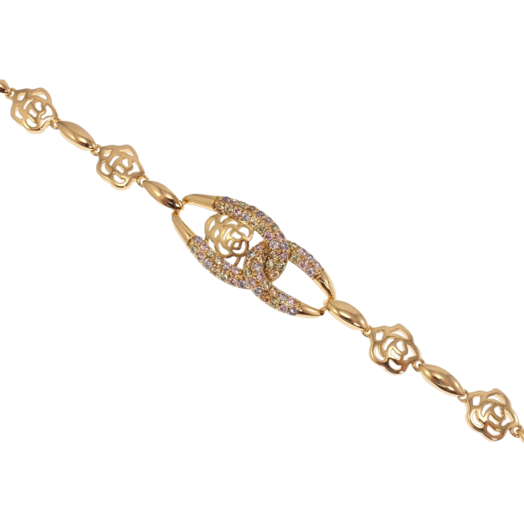 Браслет Xuping Позолота 18K Роза с петельками с цветным цирконием длина с доп.замком 16.5,18.5см х 4-13мм фото №13 Браслет Xuping Позолота 18K Роза с петельками с цветным цирконием длина с доп.замком 16.5,18.5см х 4-13мм фото №13