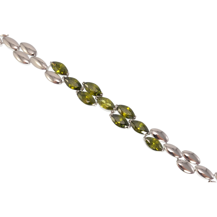 Браслет Xuping Родий Овальные звенья с оливковыми кристаллами длина 17,5см х 5-10мм фото №6 Браслет Xuping Родий Овальные звенья с оливковыми кристаллами длина 17,5см х 5-10мм фото №6
