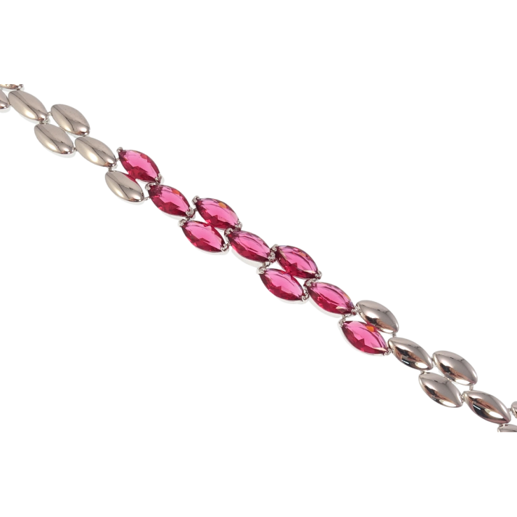 Браслет Xuping Родий Овальные звенья с розовыми кристаллами длина 19см х 5-10мм фото №5 Браслет Xuping Родий Овальные звенья с розовыми кристаллами длина 19см х 5-10мм фото №5