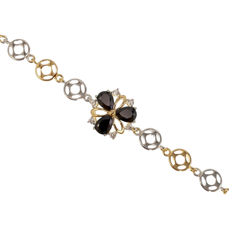 Браслет Xuping Позолота + Родий Черный кристальный трилистник длина с доп. замком 17.5,20см х 8-15мм фото №1 Браслет Xuping Позолота + Родий Черный кристальный трилистник длина с доп. замком 17.5,20см х 8-15мм фото №1