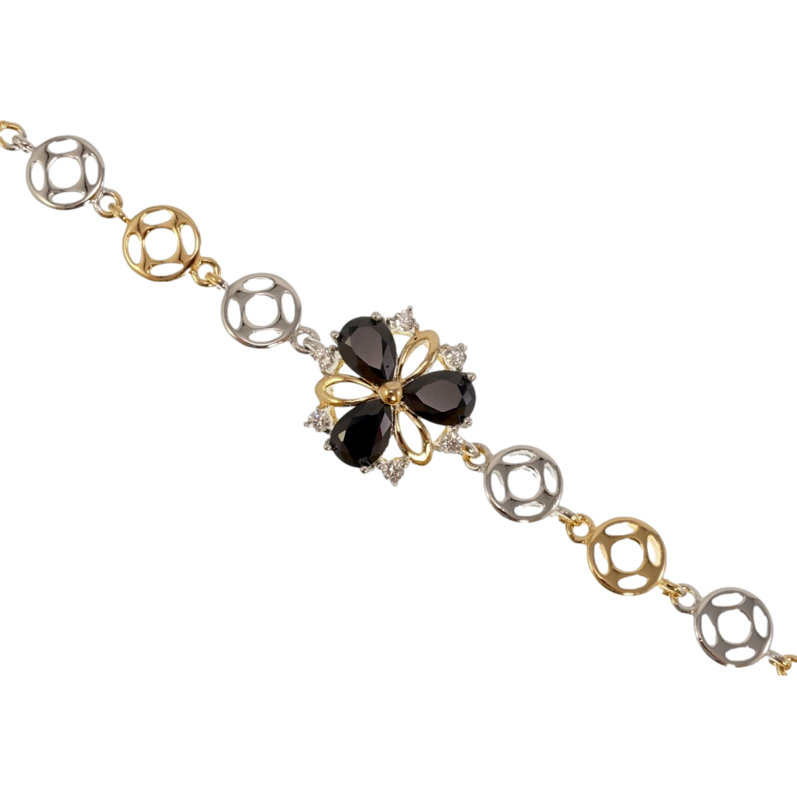 Браслет Xuping Позолота + Родій Чорний кристалічний трилистник довжина з дод. замком 17.5,20см х 8-15мм фото №1 Браслет Xuping Позолота + Родій Чорний кристалічний трилистник довжина з дод. замком 17.5,20см х 8-15мм фото №1