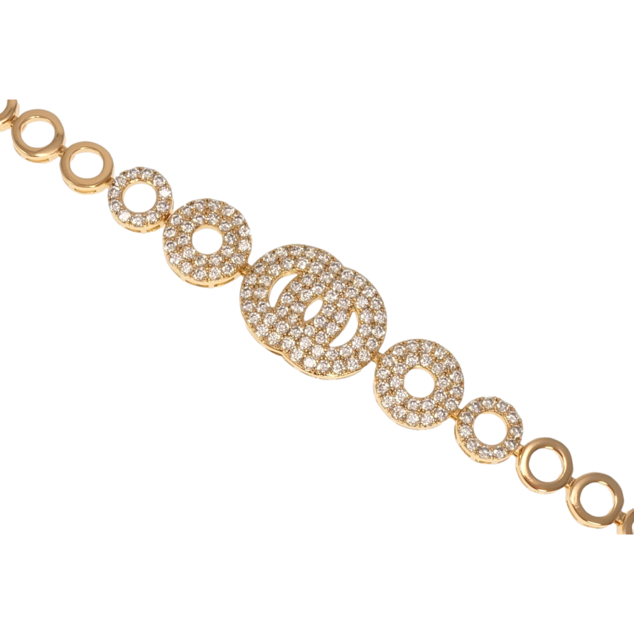 Браслет Xuping Позолота 18K Колечки с цирконием длина с доп.замком 17.5,19.5см х 7-15мм фото №1