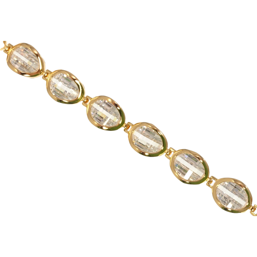 Браслет Xuping Позолота 18K Граненные кристаллы в ободковой оправе длина с доп.замком 17.5,20см х 9мм фото №1