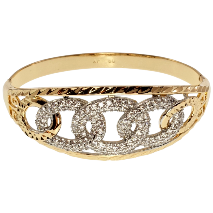 Браслет Xuping Позолота + Родий Филигранный орнамент звенья цепочки с кристаллами ø 6 см фото №3 Браслет Xuping Позолота + Родий Филигранный орнамент звенья цепочки с кристаллами ø 6 см фото №3