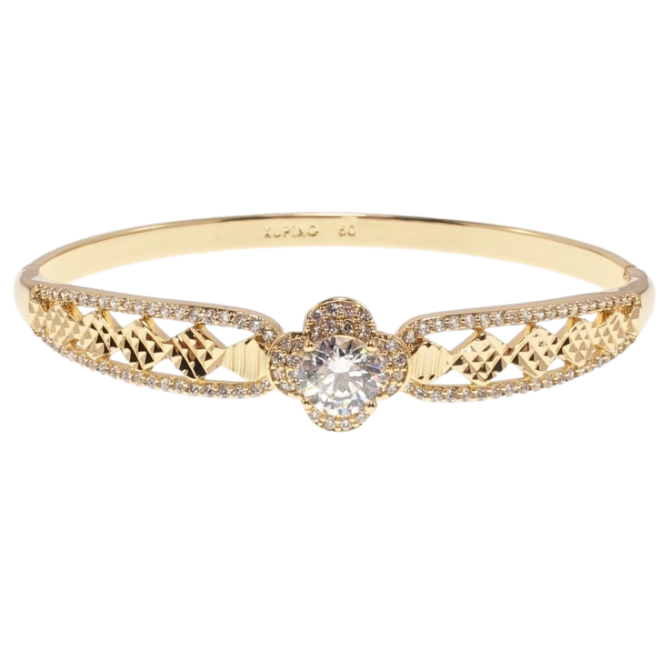 Браслет Xuping Позолота 18K Квіткова ніжність ø 6см фото №2 Браслет Xuping Позолота 18K Квіткова ніжність ø 6см фото №2