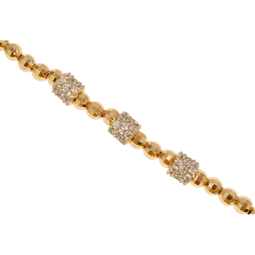 Браслет Xuping Позолота 18K Три цилиндра с цирконием и бусины длина с доп.цепочкой 16,5-20см х 5-7мм фото №1 Браслет Xuping Позолота 18K Три цилиндра с цирконием и бусины длина с доп.цепочкой 16,5-20см х 5-7мм фото №1