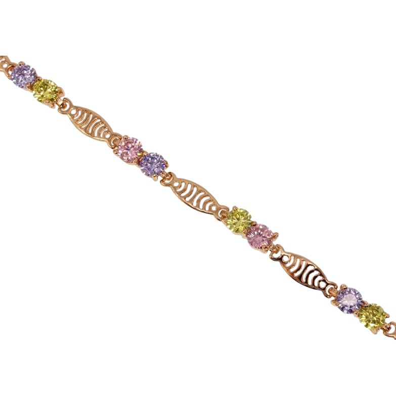 Браслет Xuping Позолота РО Дуэт цветных кристаллов длина с доп.замком 16.5,20см х 5мм фото №1