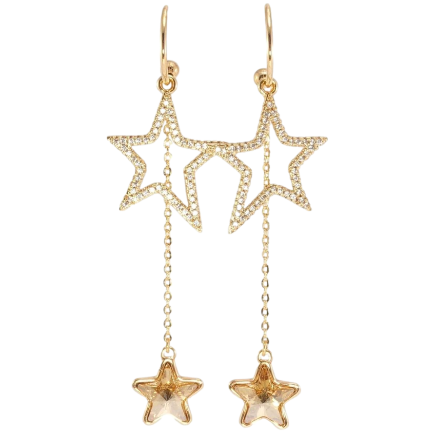 Серьги Xuping цвет 18K с кристаллами Swarovski пусеты Звездные подвески с кристаллом Topaz фото №1