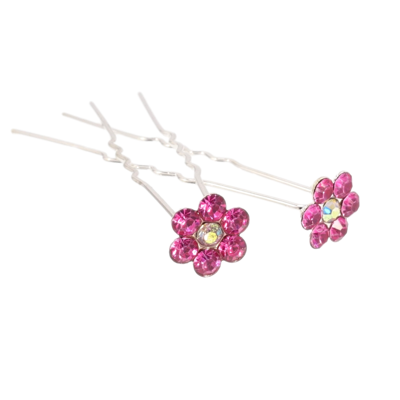 Шпилька для волос Малиновый цветочек из страз ø 11мм (цена за одну штуку) фото №1