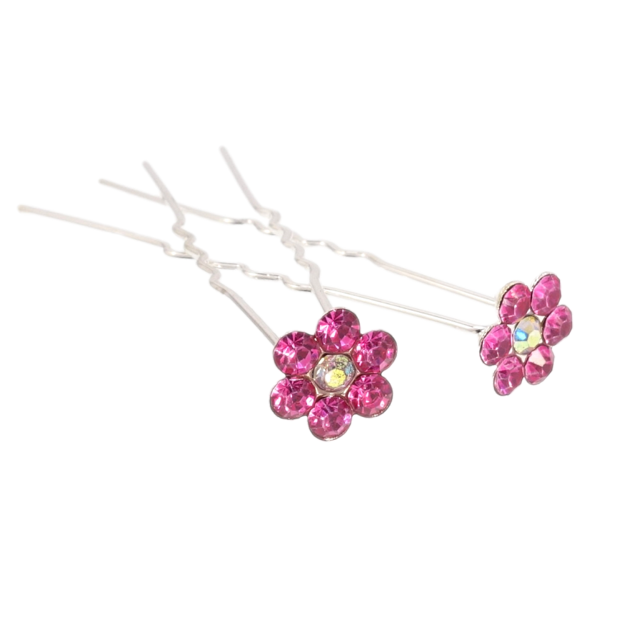 Шпилька для волос Малиновый цветочек из страз ø 11мм (цена за одну штуку) фото №1