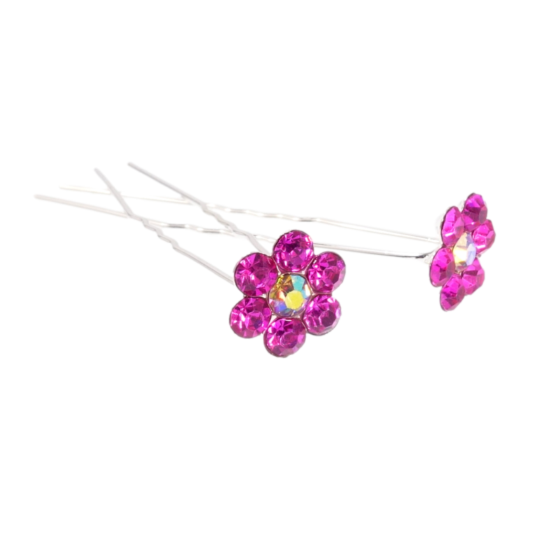 Шпилька для волос Малиновый цветочек из страз ø 14мм (цена за одну штуку) фото №1
