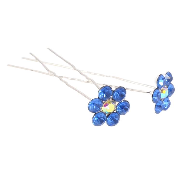 Шпилька для волос Синий цветочек из страз ø 14мм (цена за одну штуку) фото №1 Шпилька для волос Синий цветочек из страз ø 14мм (цена за одну штуку) фото №1