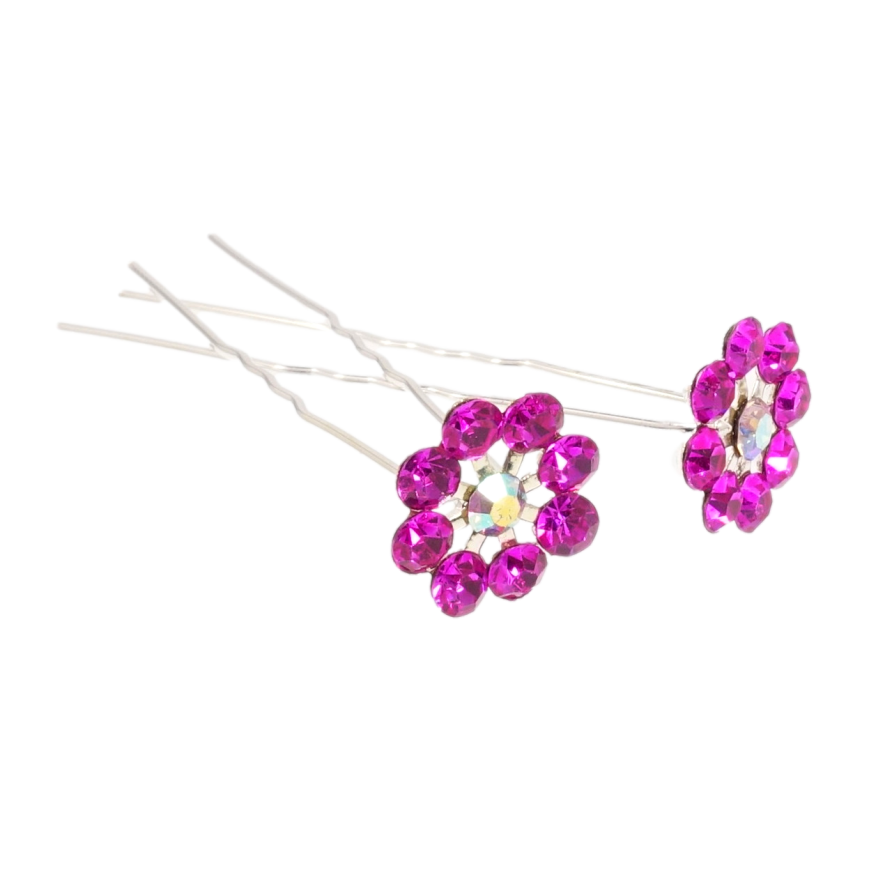 Шпилька для волос Малиновый цветочек из страз ø 16мм (цена за одну штуку) фото №1