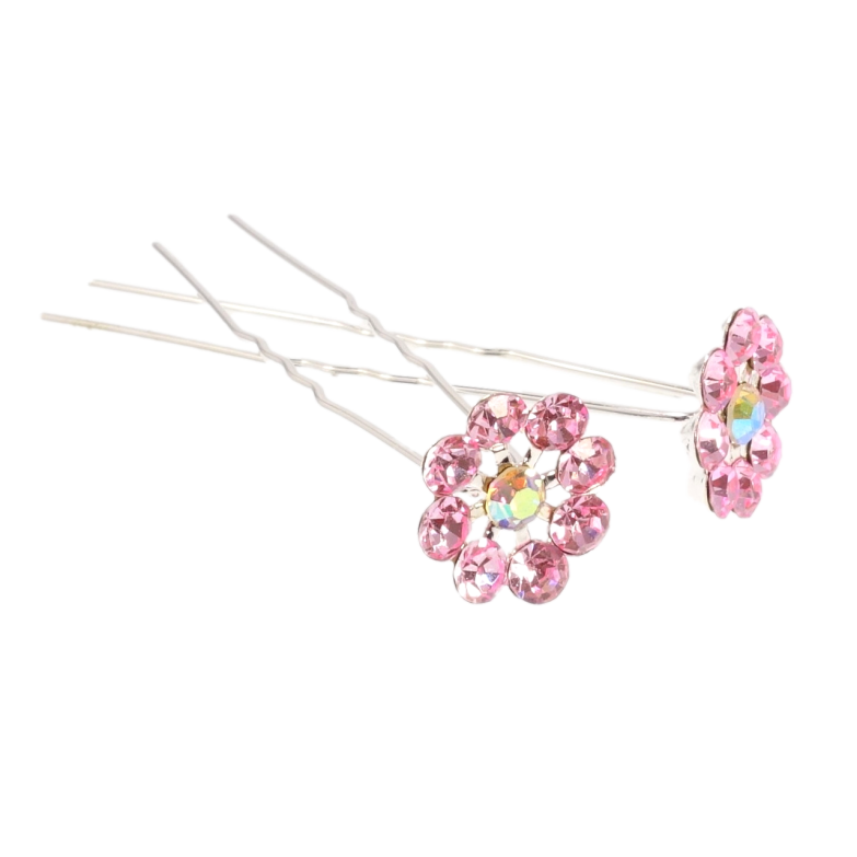 Шпилька для волос Светло розовый цветочек из страз ø 16мм (цена за одну штуку) фото №1