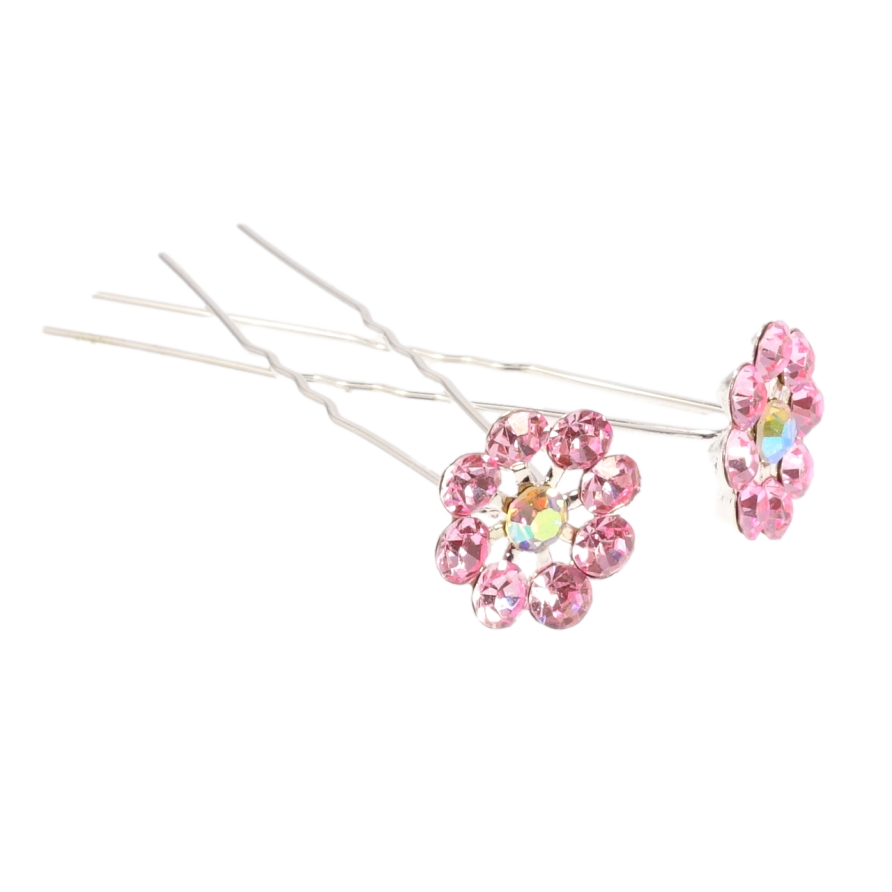 Шпилька для волос Светло розовый цветочек из страз ø 16мм (цена за одну штуку) фото №1