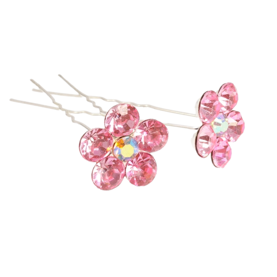 Шпилька для волосся Світло-рожева квітка зі страз ø 20мм (ціна за одну штуку) фото №1